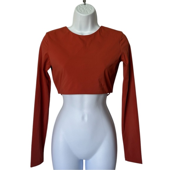 Alix NYC Declan crop top terra cotta long sleeve open back excellent Size M - Picture 4 of 9